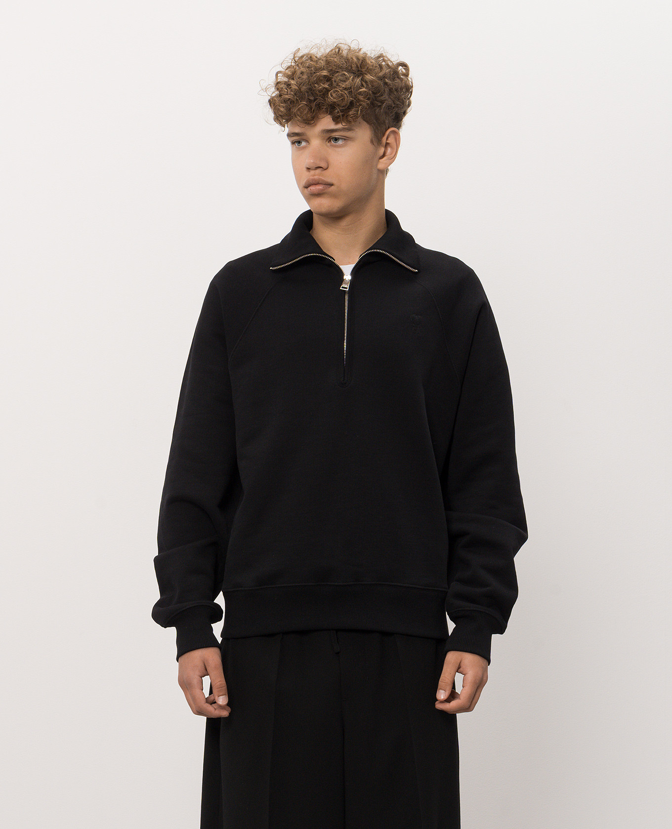 Black sweatshirt with zipper Ami Paris 3