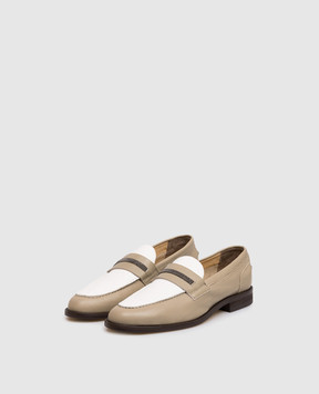 Doucal's Khaki leather loafers with monil chain DD8856ALAIPY841