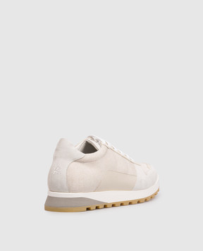 ISAIA Beige combination sneakers with embroidered emblem RUNT07PLS46
