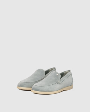 Stefano Ricci Blue suede loafers with emblem UC64G2287SDP