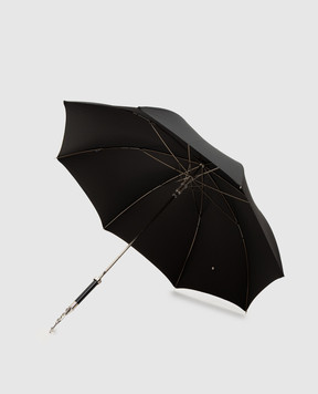Pasotti Black umbrella-cane with brass knuckle handle with Swarovski crystals OMITUO478RASO67681