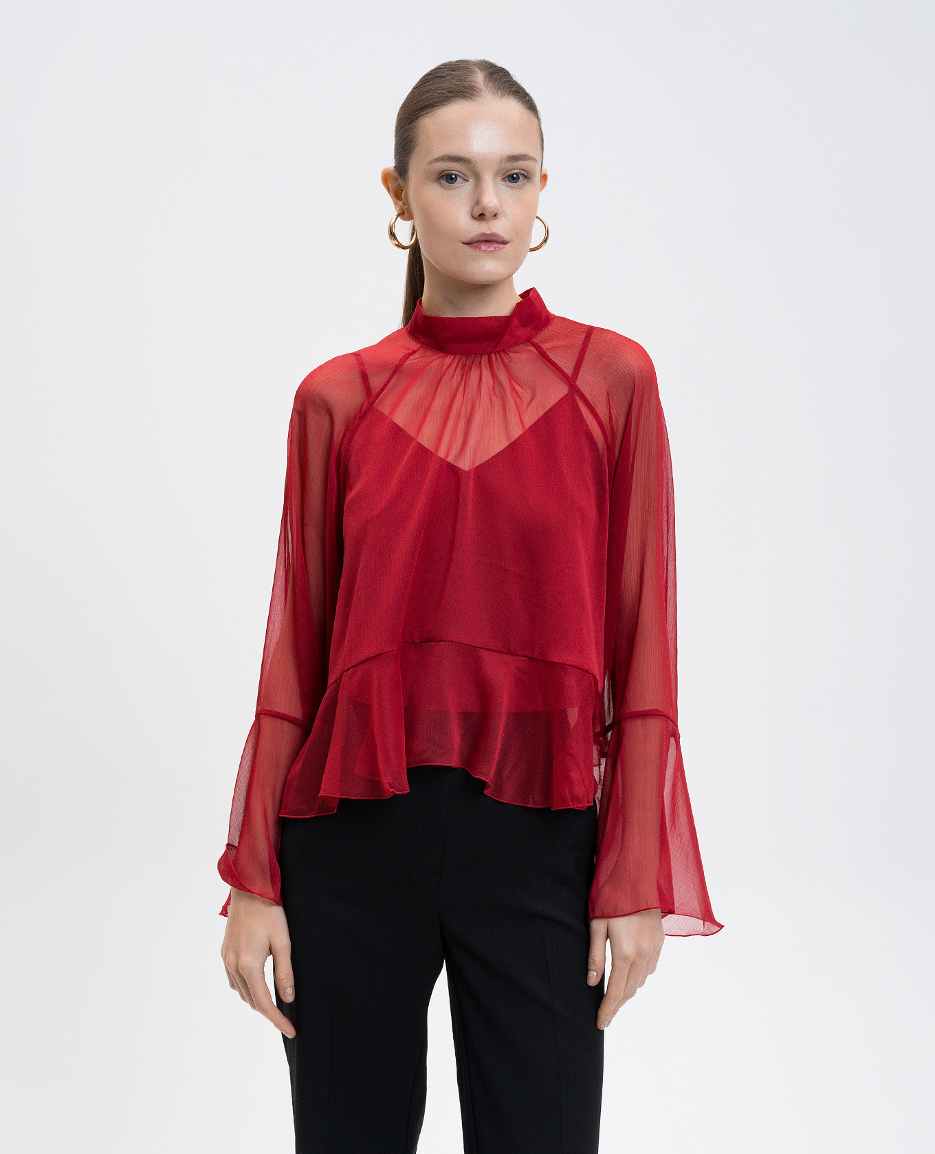 Red blouse with logo Twinset 3
