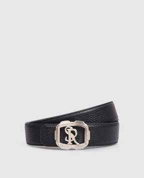 Stefano Ricci Blue leather belt with monogram N382VDC574P
