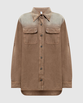 Off-White Brown denim shirt with logo embroidery 2ES006S26FAB001