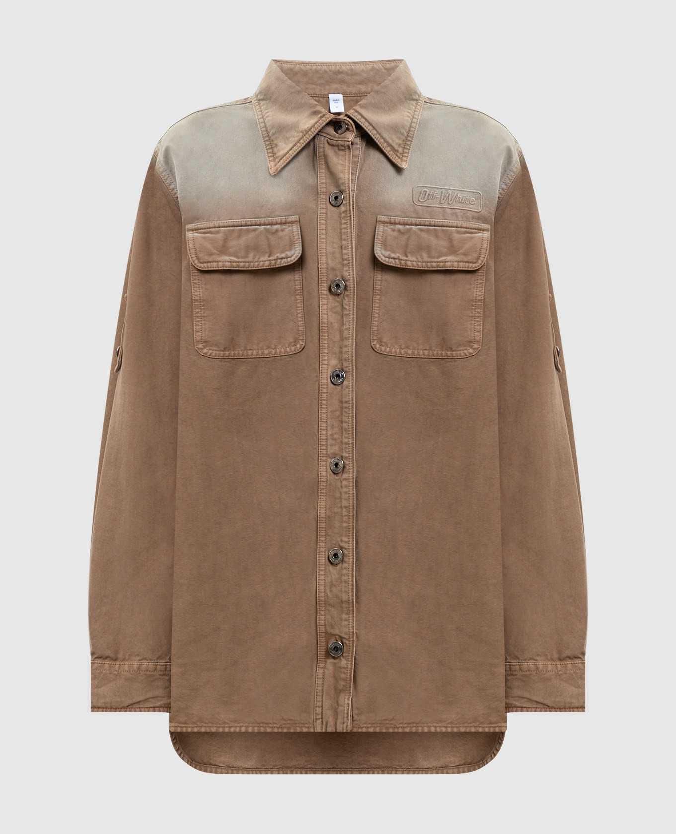 

Brown denim shirt with logo embroidery Off-White