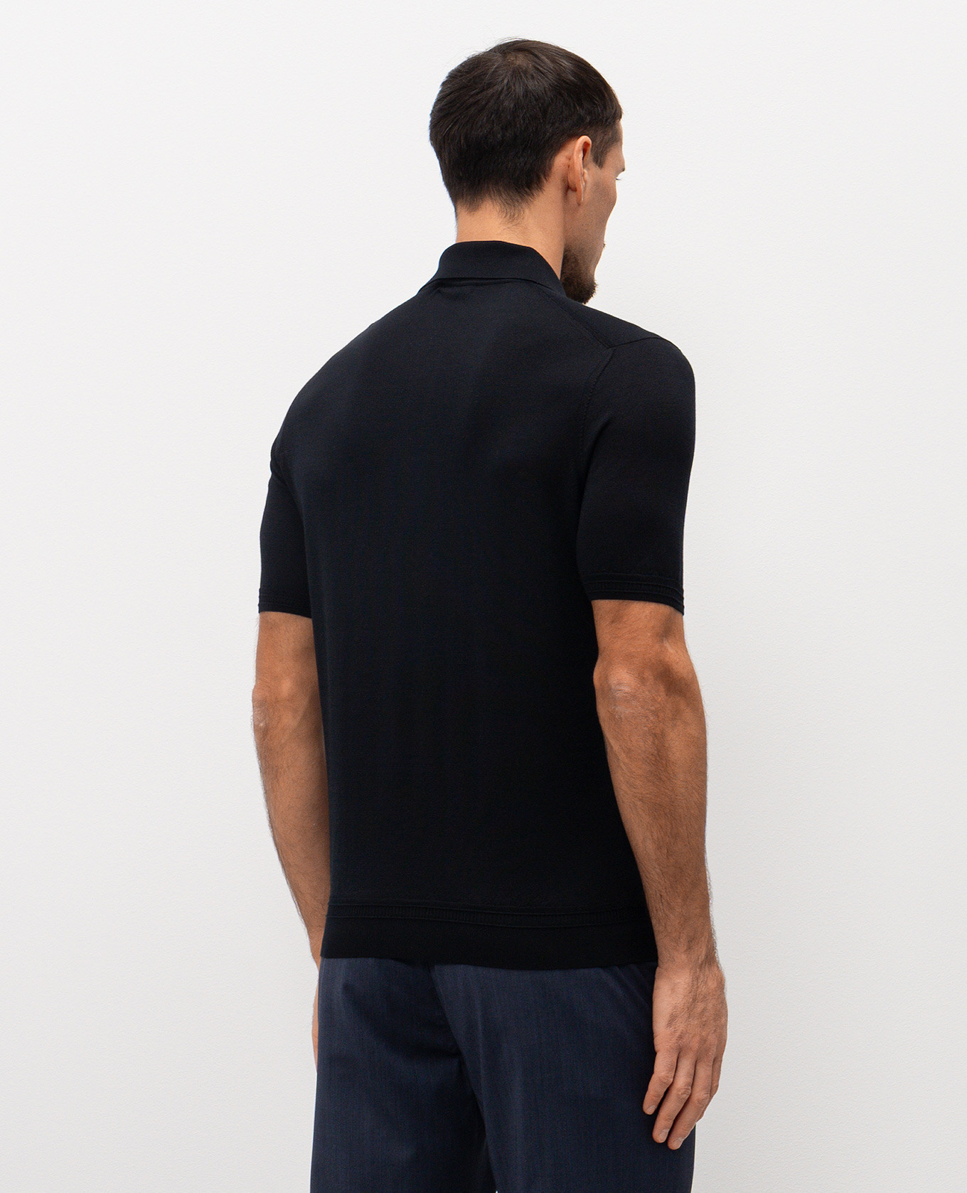 

Black silk polo shirt Stefano Ricci