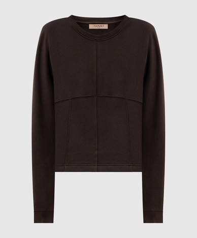 Brown sweatshirt with accent stitching