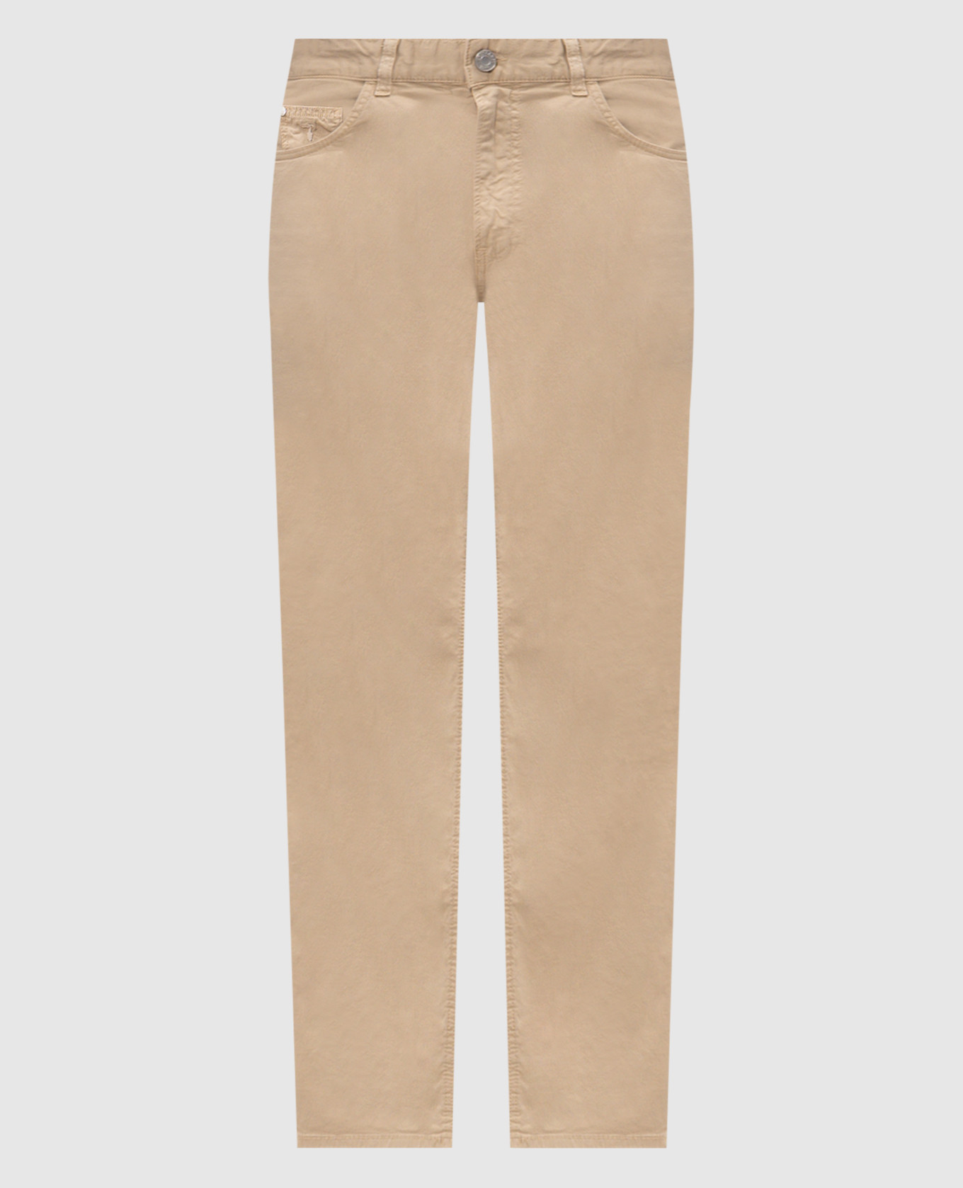Beige pants with logo patch
