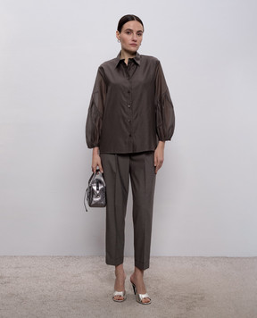 Peserico Brown blouse with silk A0634408372