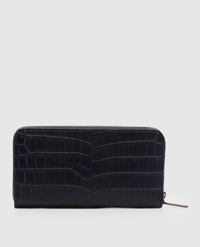Stefano Ricci Blue crocodile leather wallet with textured logo PP440CIG9UCCSVH
