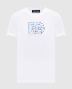 Dolce&Gabbana White T-shirt with DG monogram F8V42ZGDDLX