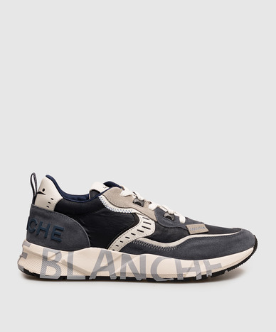 Blaue Sneaker mit strukturiertem Logo