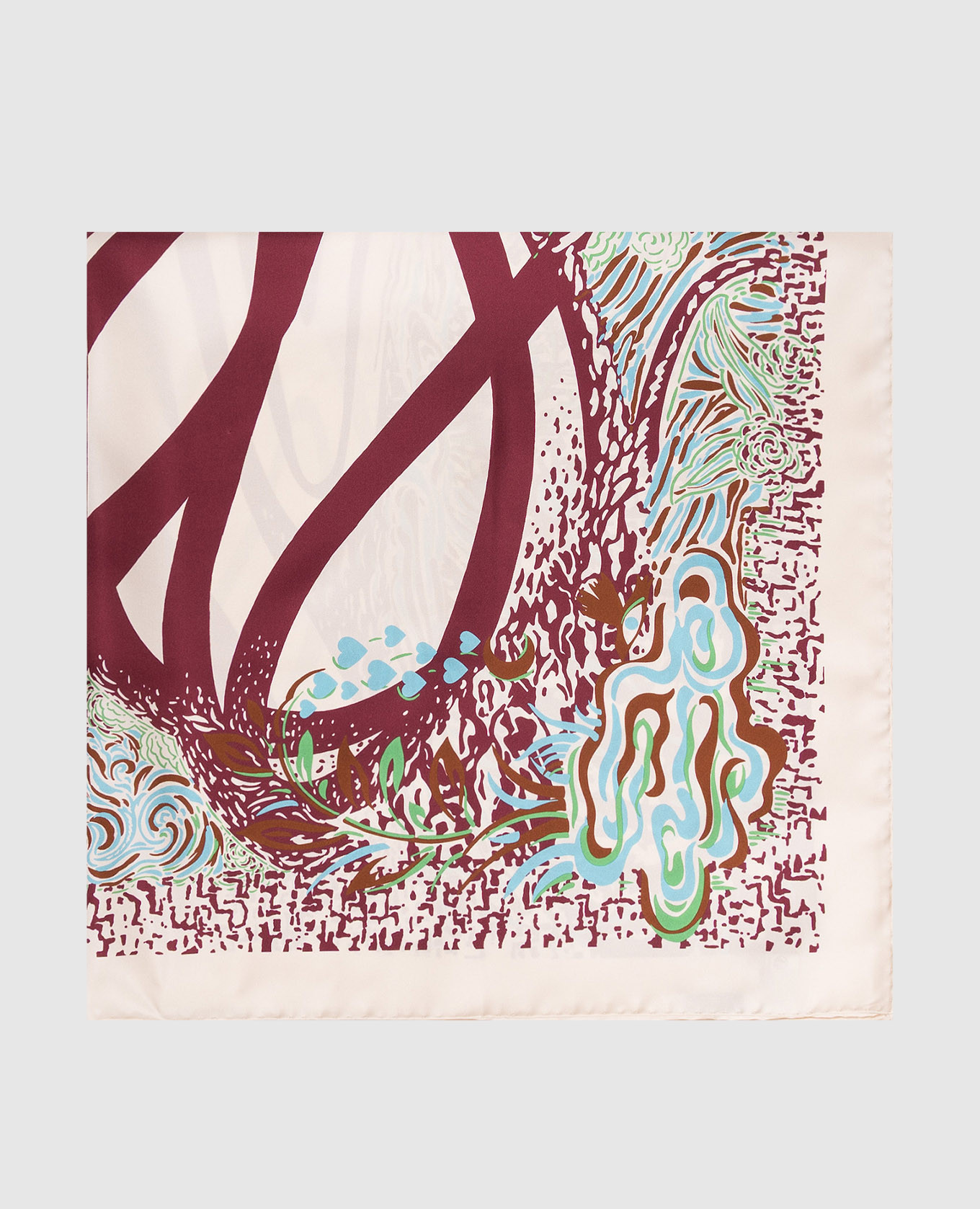 Hide and Seek ivory silk scarf