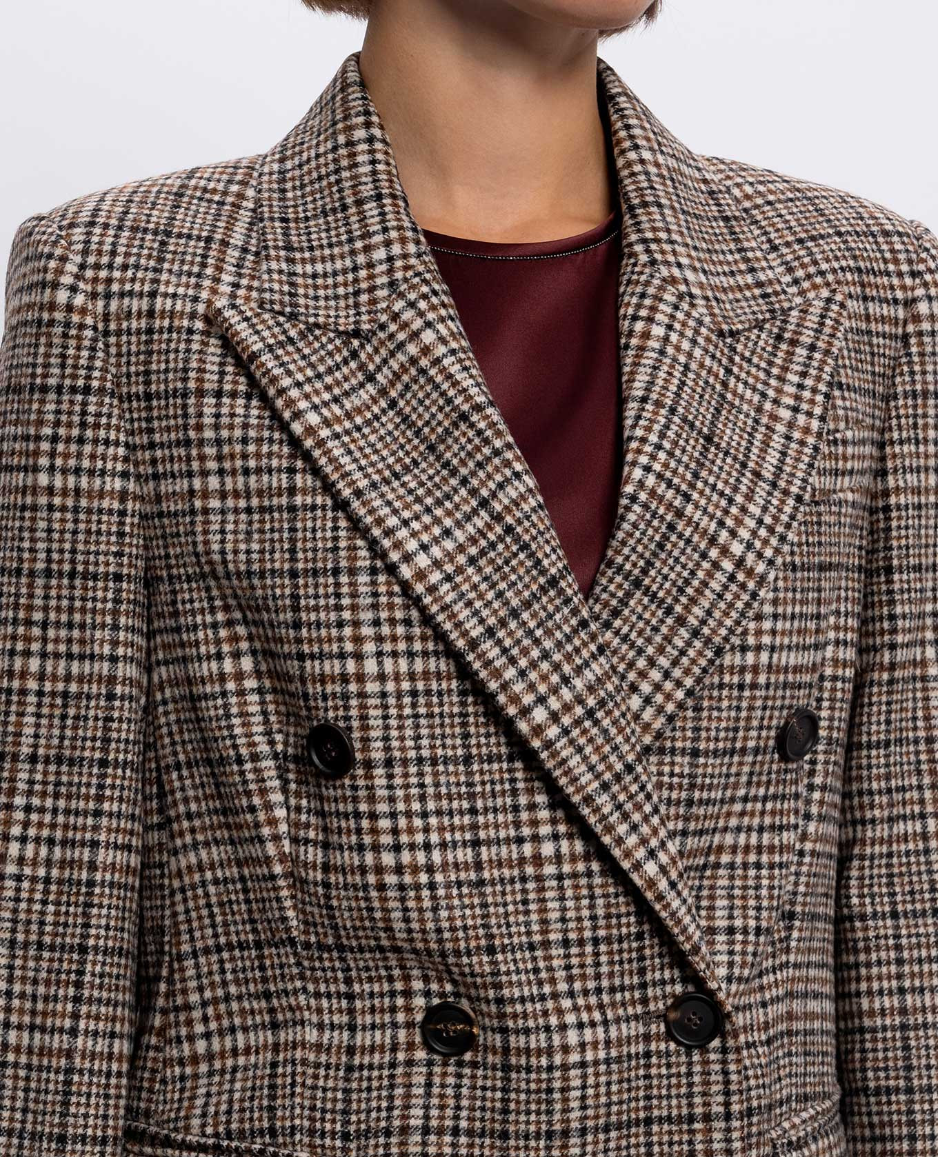 Double-breasted alpaca wool check jacket Brunello Cucinelli 5