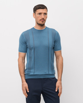 Enrico Mandelli Blue silk t-shirt 3K025A5645