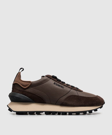 Braune Ledersneaker mit Logostickerei