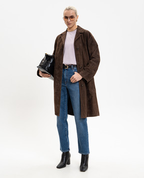 Max Mara Brown suede coat SMMORTENSIA SMMORTENSIA