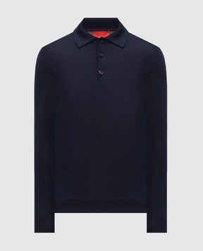 ISAIA Blue wool, silk and cashmere polo shirt MG8087Y0374