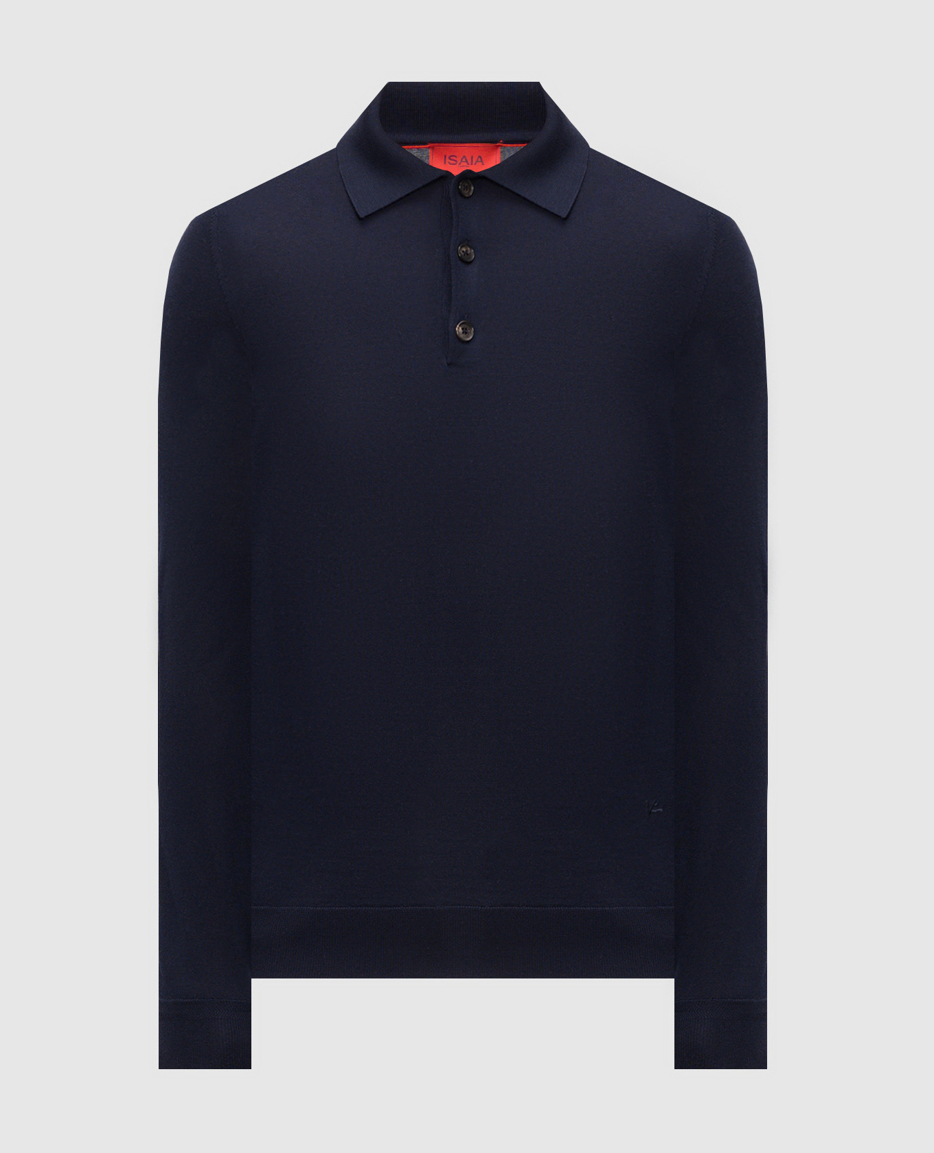 Blue wool, silk and cashmere polo shirt