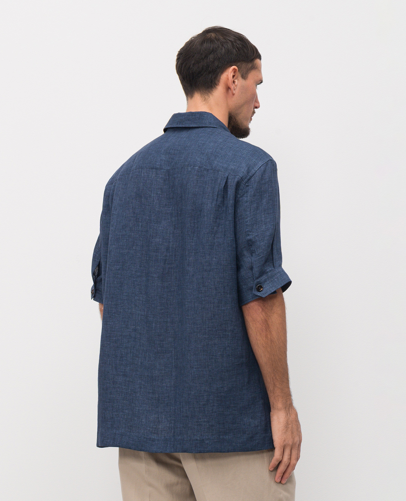 Blue linen shirt Brunello Cucinelli 4