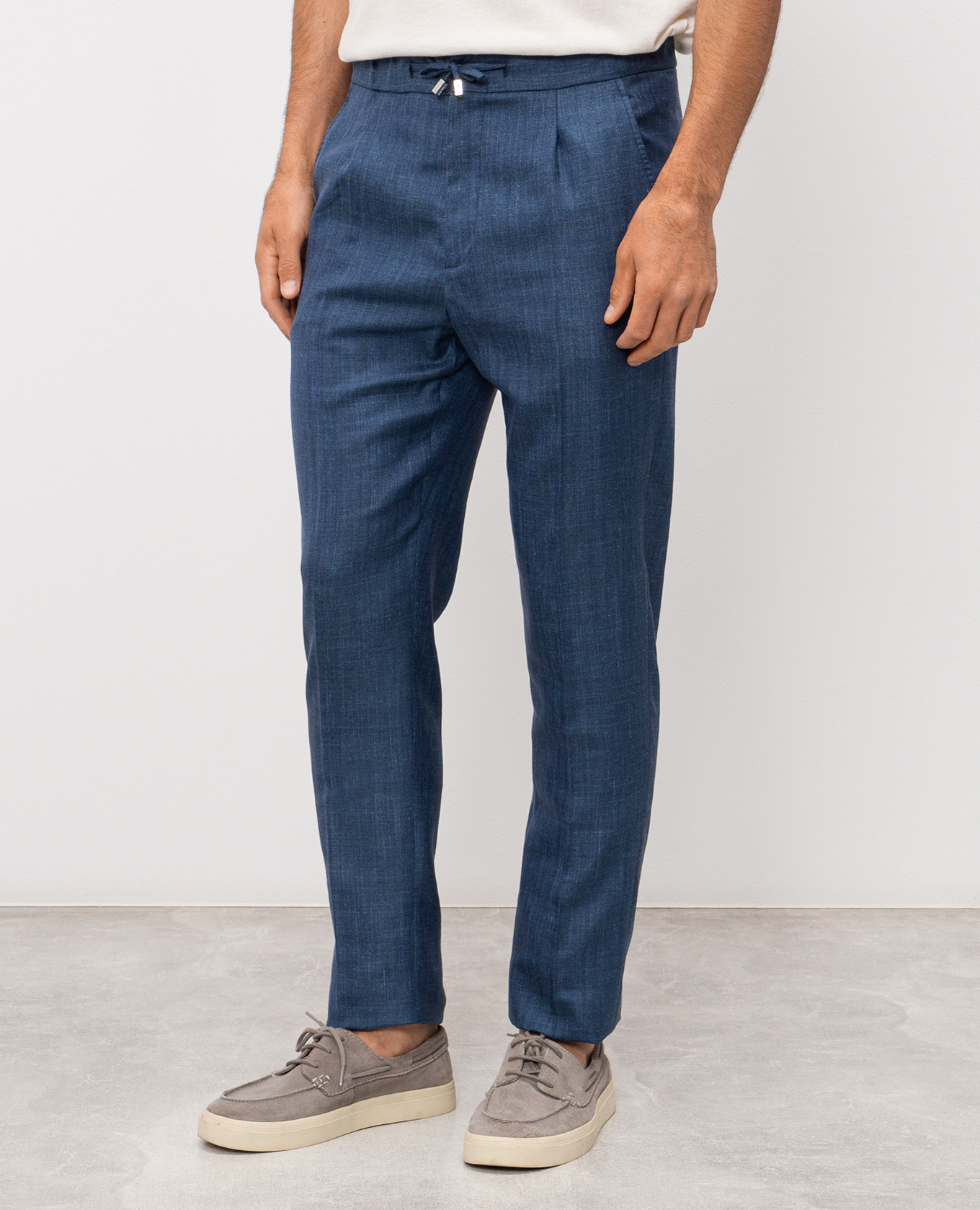 

Blue wool, silk and linen pants Enrico Mandelli