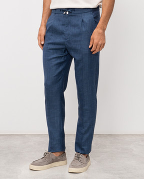 Enrico Mandelli Blue wool, silk and linen pants GYM02B5315