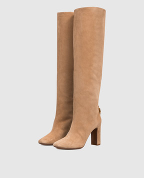 Dolce&Gabbana Beige suede boots with logo CU1218A1275