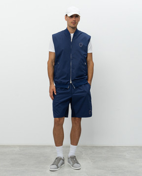 Brunello Cucinelli Blue shorts with logo print MB4223590T