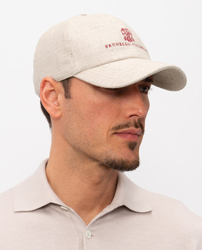 Brunello Cucinelli Beige silk, linen and wool cap MZ4039850