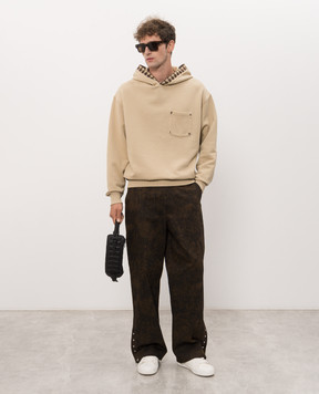 Palm Angels Beige hoodie with branded print PAMBB005FL001