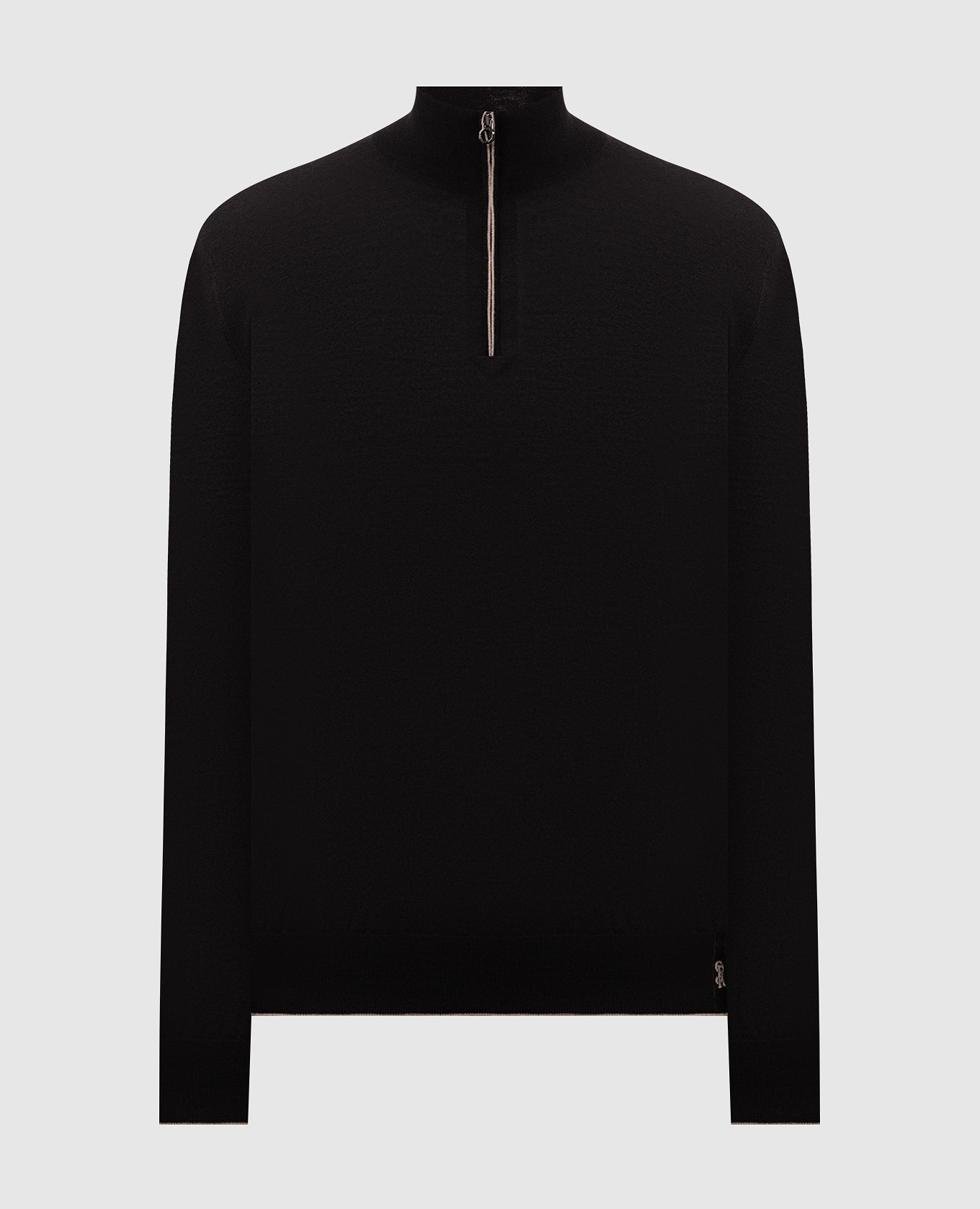 Black wool, silk and cashmere jumper