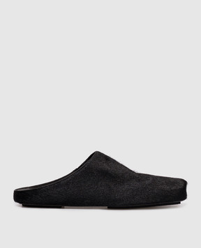 UMA WANG Black leather mules US9094