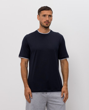 Brunello Cucinelli Blue silk t-shirt MH8367427