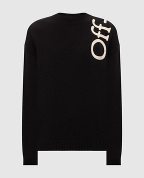 Off-White Black sweater with wool 44MHE213F26K001