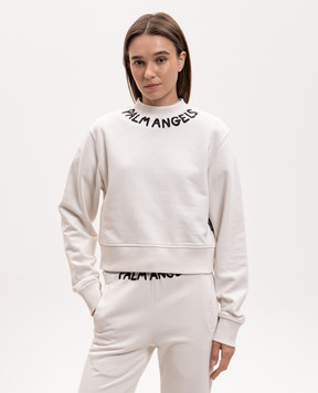 Palm Angels White sweatshirt with contrasting logo PWBA016S26FLE002