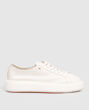 Santoni White leather sneakers with textured logo WBCD61322BARCDYI