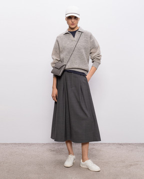 Brunello Cucinelli Gray wool sweater with lurex MGG270505P
