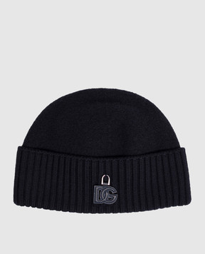 Dolce&Gabbana Blue wool hat with DG logo monogram GX53KTJDVLQ