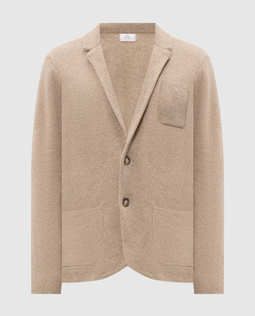 Pini Parma Beige wool and cashmere cardigan JAMAGLBR