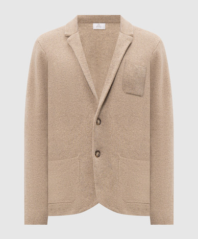 Beige wool and cashmere cardigan