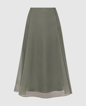 Brunello Cucinelli Khaki silk skirt MF940G3877