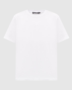 Dolce&Gabbana White straight-cut T-shirt with DG embroidery F8W64ZGDDYD