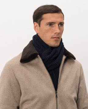 Bertolo Cashmere Blue cashmere scarf 000121000005