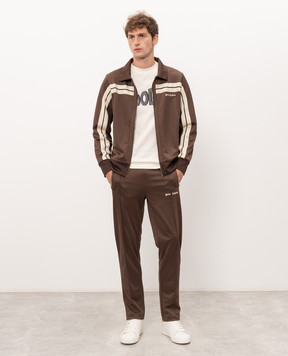 Palm Angels Brown sports jacket with logo embroidery PAMBD003FB001