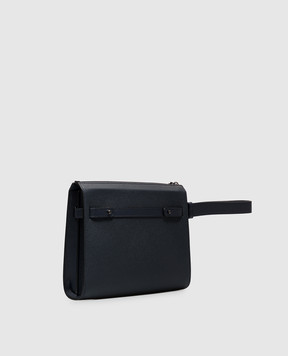 Stefano Ricci Blue leather clutch with metal logo PP457CIG9UCMRVH
