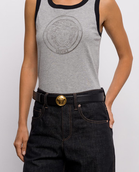 Versace Black leather belt with emblem 1025016DVTP1