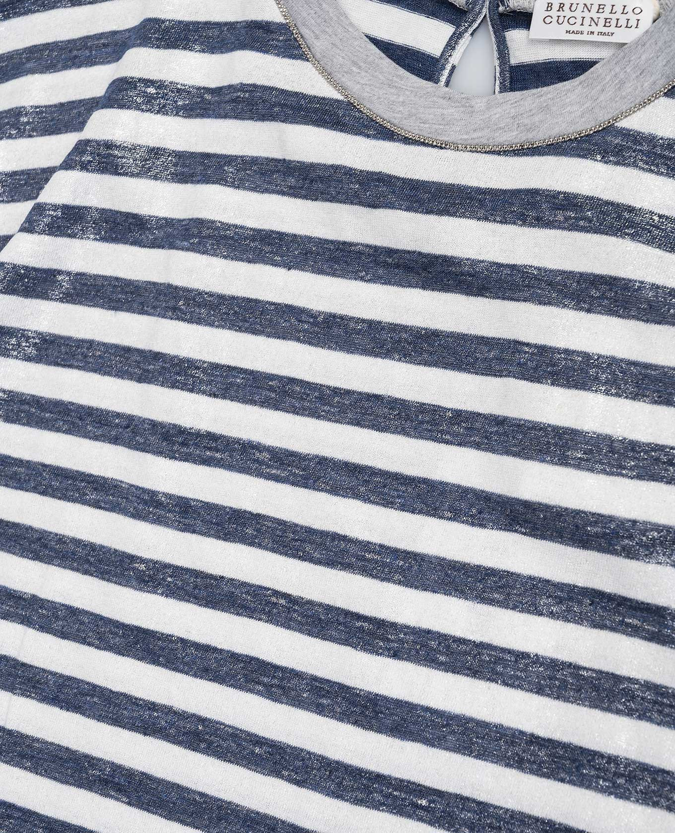 

Children's striped T-shirt with a monil chain Brunello Cucinelli, Grey