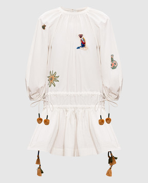 Alemais Carmine white dress with embroidery 6411D