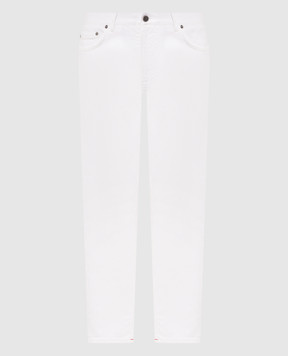 ISAIA White jeans with logo patch PNDT05DJ139