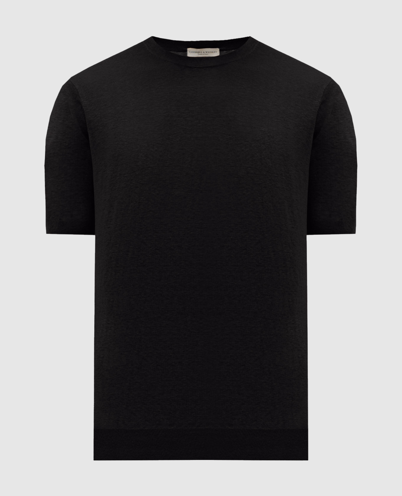 Black silk and linen T-shirt